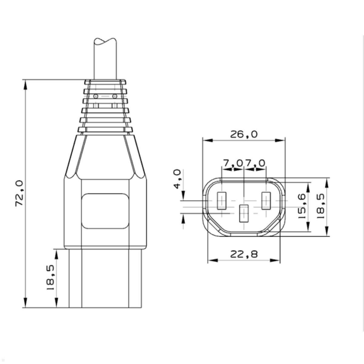 Bachmann Gerätezuleitung GST18 Kabel mit C13 Buchse 0,9m - C13 Buchse Zeichnung Bachmann Gerätezuleitung GST18 Kabel mit C13 Buchse 0,9m - C13 Buchse Zeichnung