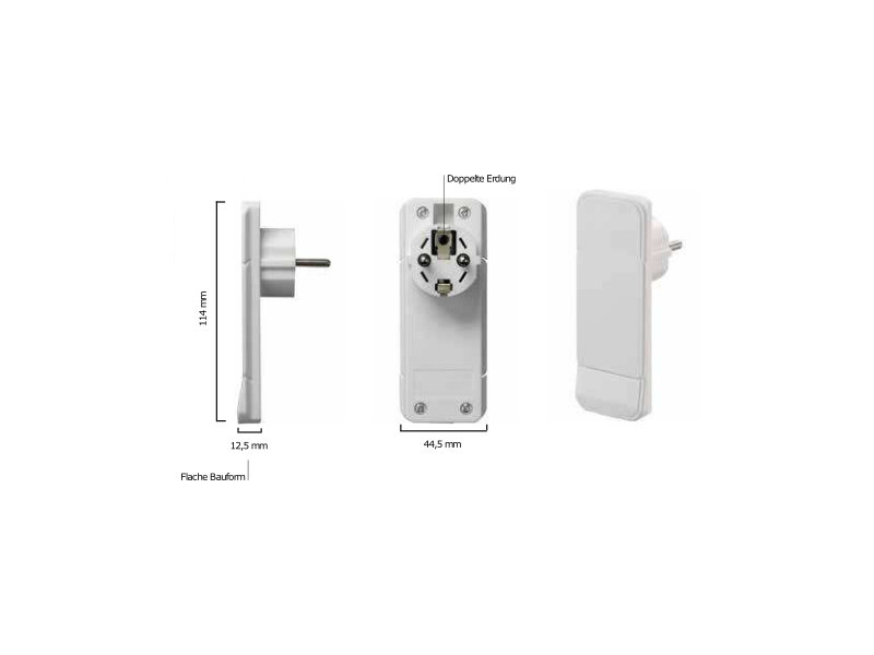 Bachmann FLAT PLUG Flachstecker mit Schutzkontakt-Kupplung (933.006) weiß Maße Bachmann FLAT PLUG Flachstecker mit Schutzkontakt-Kupplung (933.006) weiß Maße