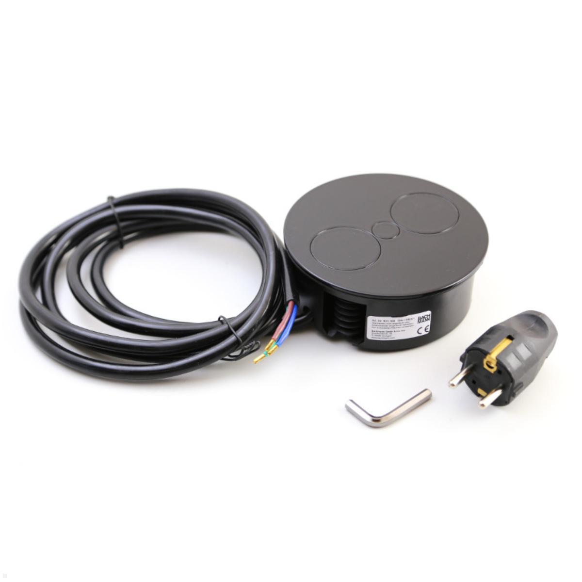 Bachmann TWIST 2 2x Steckdose, rund (946.100) schwarz, Stromzugang Bachmann TWIST 2 2x Steckdose, rund (946.100) schwarz, Stromzugang