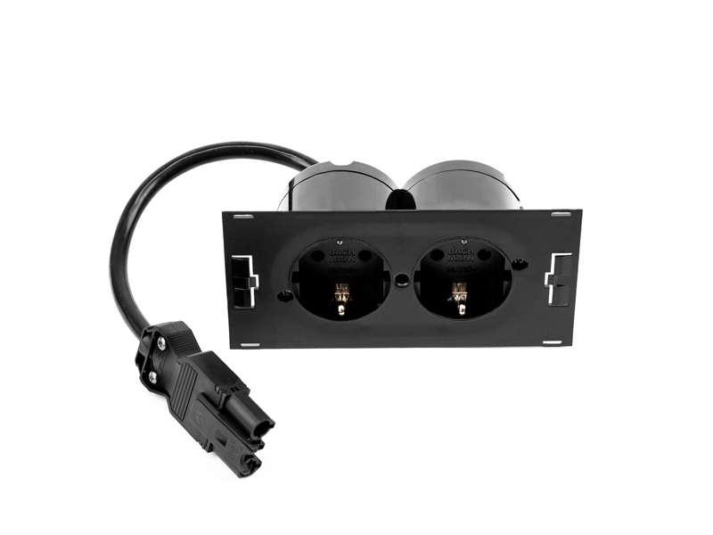 Bachmann DUE zweifach Unterputz Steckdose schwarz (929.010) Bachmann DUE zweifach Unterputz Steckdose schwarz (929.010)