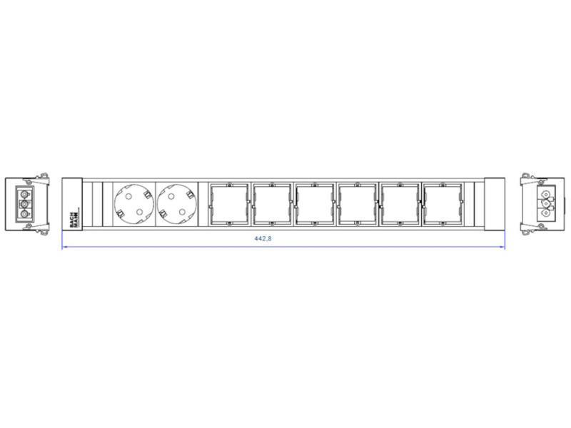 Bachmann CONFERENCE / TOP FRAME 8-fach 2x Steckdose, 6x CM (909.005) Zeichnung Bachmann CONFERENCE / TOP FRAME 8-fach 2x Steckdose, 6x CM (909.005) Zeichnung