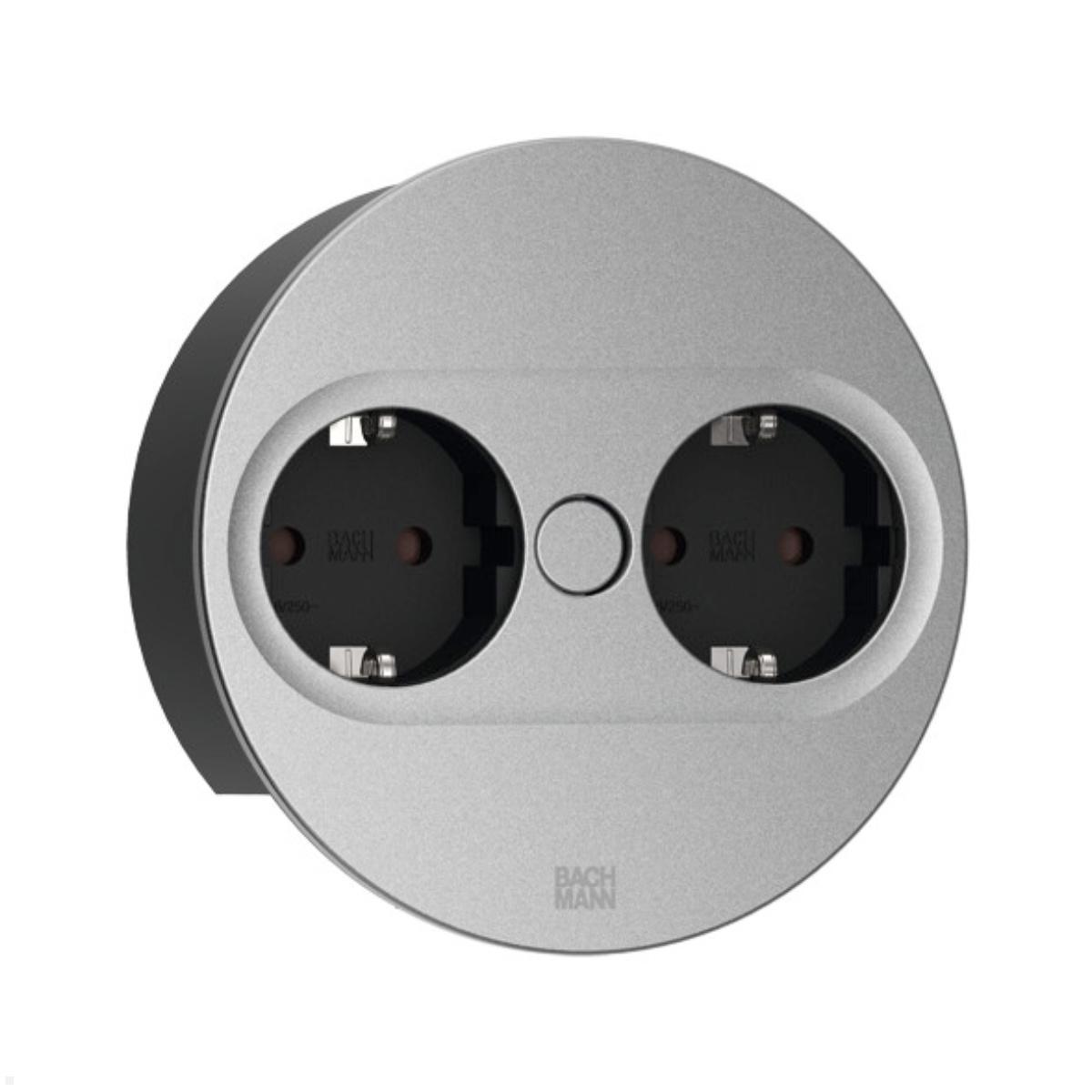 Bachmann TWIST 2 2x Steckdose, rund (946.008) silber Bachmann TWIST 2 2x Steckdose, rund (946.008) silber
