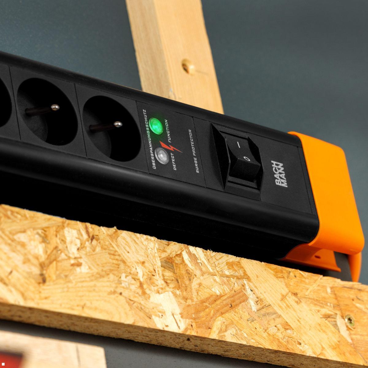 Bachmann CONNECTUS 6x UTE Steckdose, 1x USB A/C, 1x Schalter, schwarz (BM005941),einfache Befestigung