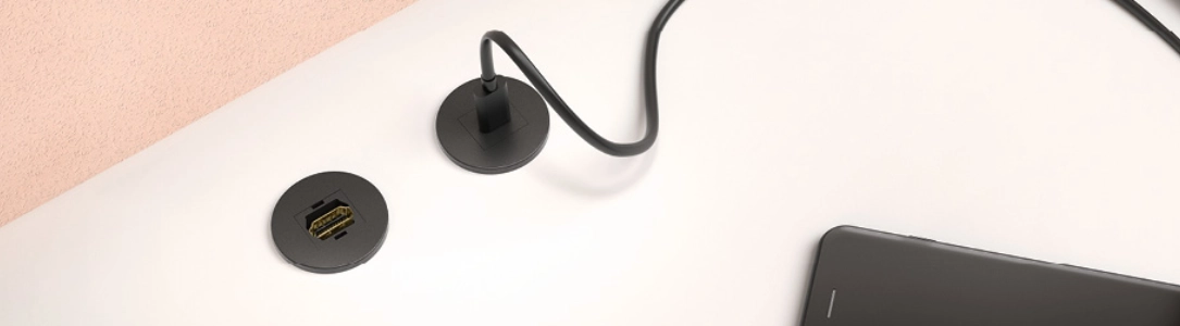 Bachmann Einbausteckdose PIX MINI Tischanschlussfeld mit Keystone Modul USB HDMI LAN Bachmann Einbausteckdose PIX MINI Tischanschlussfeld mit Keystone Modul USB HDMI LAN