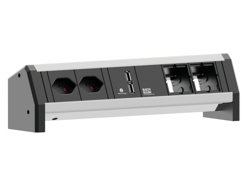 Bachmann DESK 1 2x Steckdose CH, 1x USB Charger, 2x Custom Modul (902.0161) Bachmann DESK 1 2x Steckdose CH, 1x USB Charger, 2x Custom Modul (902.0161)