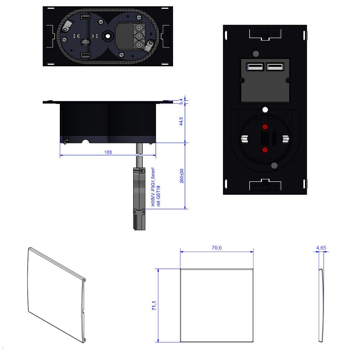 ▷ Dual USB Einbau-Steckdose mit Abdeckung - hier erhältlich