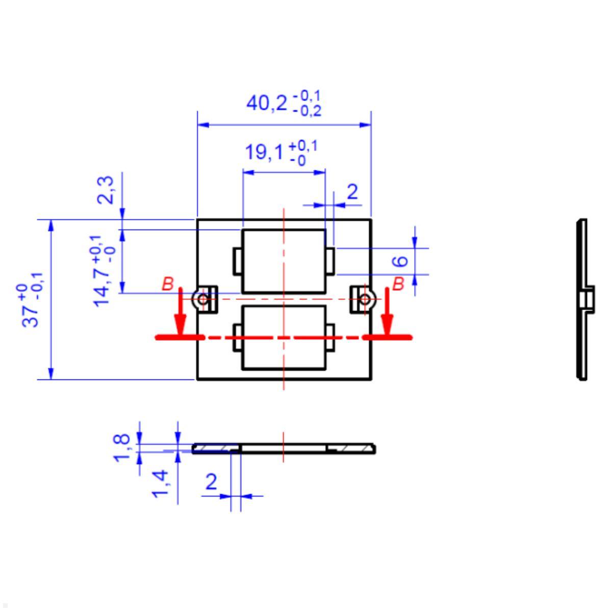 Bachmann Rahmen für 2x Tera CAT7 Modul (917.039), Skizze Bachmann Rahmen für 2x Tera CAT7 Modul (917.039), Skizze
