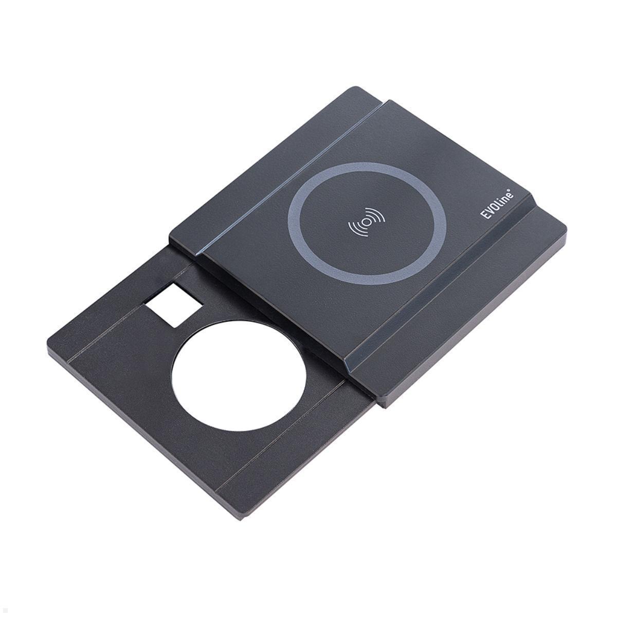 EVOline Schiebedeckel mit magnetischer Qi Ladefunktion für Circle80 USB 10W, schwarz