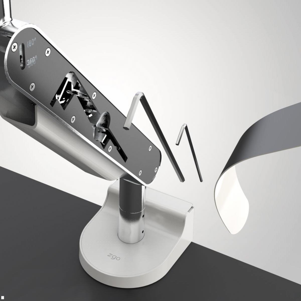 Bachmann ZG1 Monitorhalterung mit Tischklemme 17-34 Zoll, weiß, integriertes Werkzeug Bachmann ZG1 Monitorhalterung mit Tischklemme 17-34 Zoll, weiß, integriertes Werkzeug