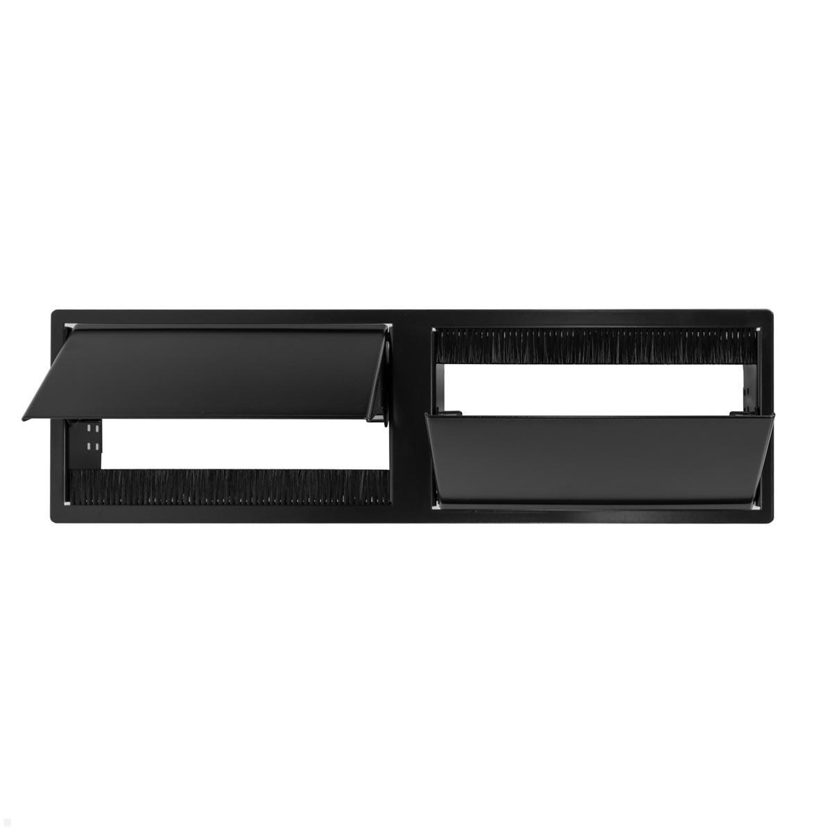 Bachmann CONI DUO Einbaurahmen kurz, 2x 3-fach (911.047) schwarz, Klappe geöffnet Bachmann CONI DUO Einbaurahmen kurz, 2x 3-fach (911.047) schwarz, Klappe geöffnet