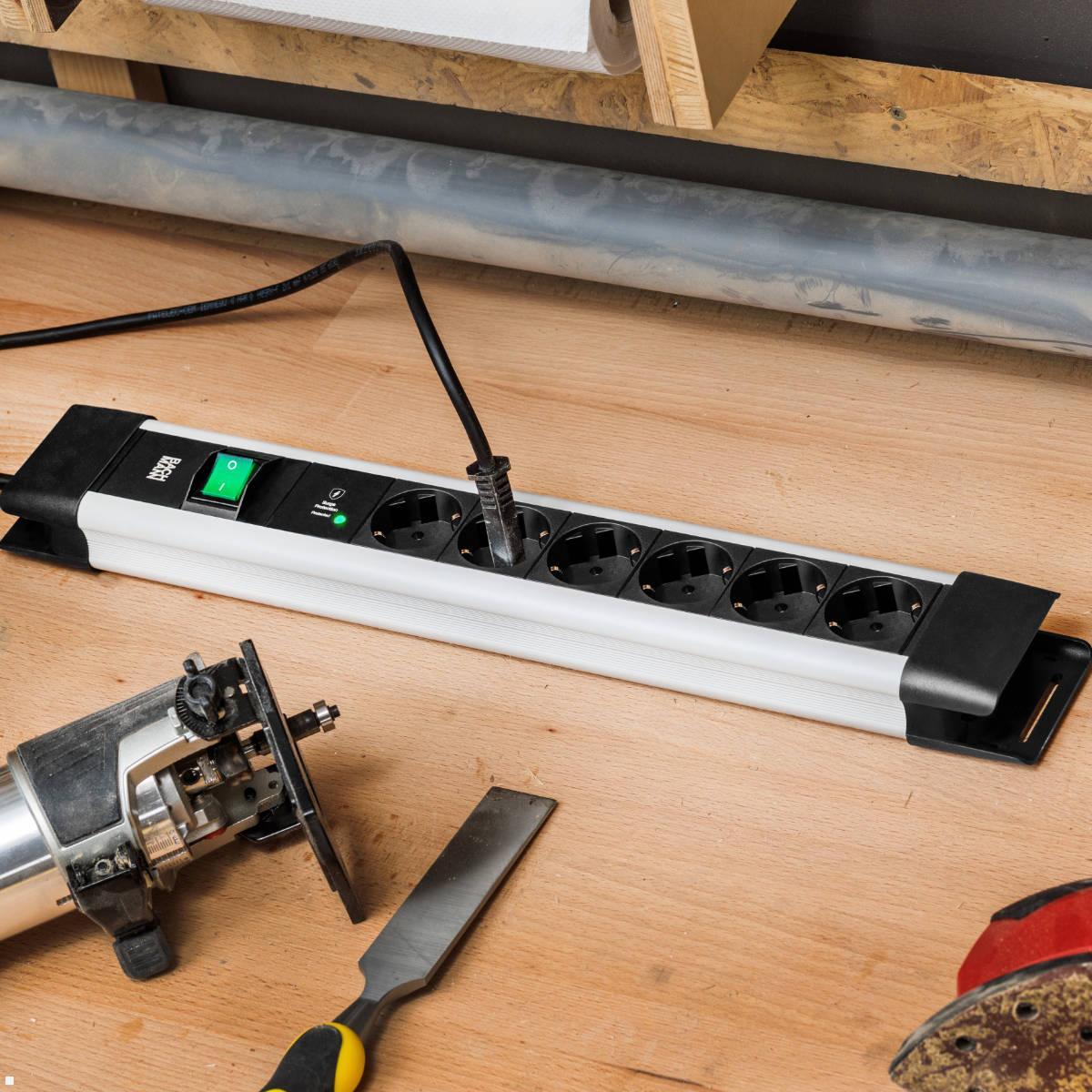 Bachmann CONNECTUS 6x Steckdose CEE7/3, 1x USB A/C, 1x Schalter, grau (BM005920) Anwendung Werkstatt