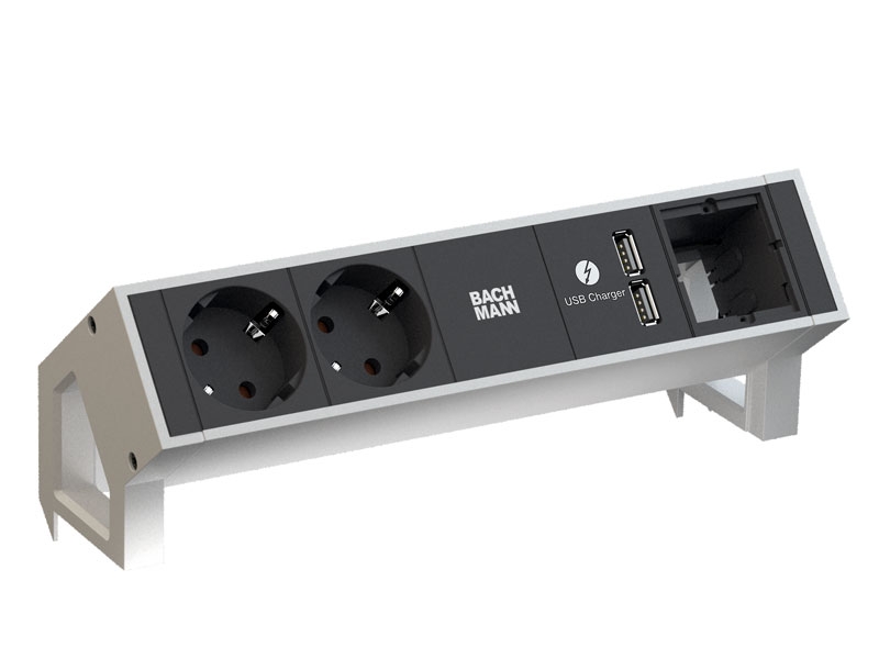 Bachmann DESK 2 USB-Charger 2x Steckdose Custom Inox 902.428