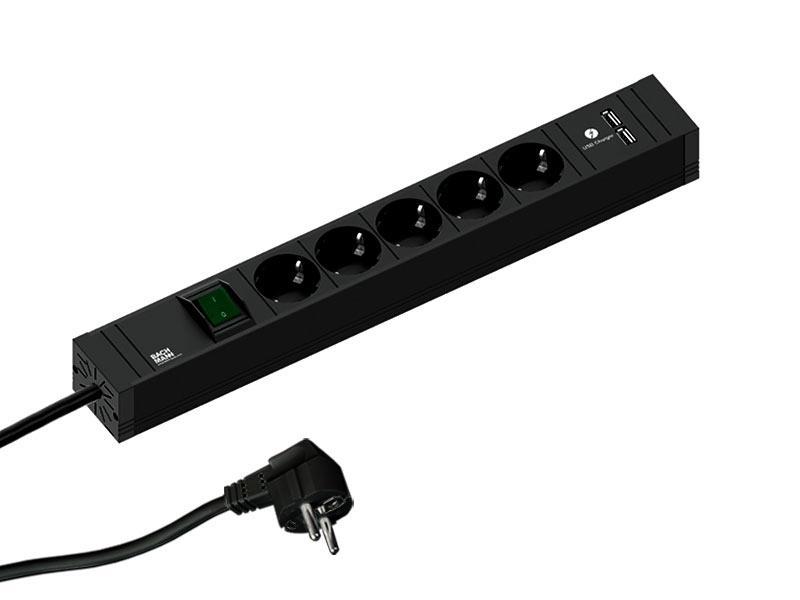 Bachmann CONNECT LINE 5-fach Steckdosenleiste mit USB Charger 1x Schalter (420.0021)
