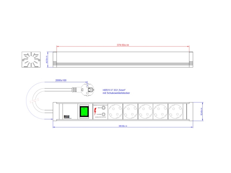 Bachmann CONNECT LINE Steckdosenleiste 5-fach, Schalter