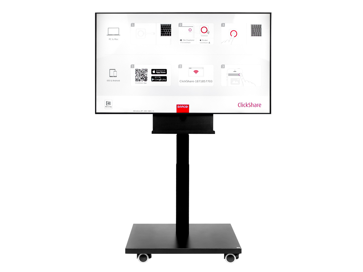 Bachmann Autarker Monitor mit Trolley Digital Signage, schwarz (701.0003) mit Barco kombinierbar