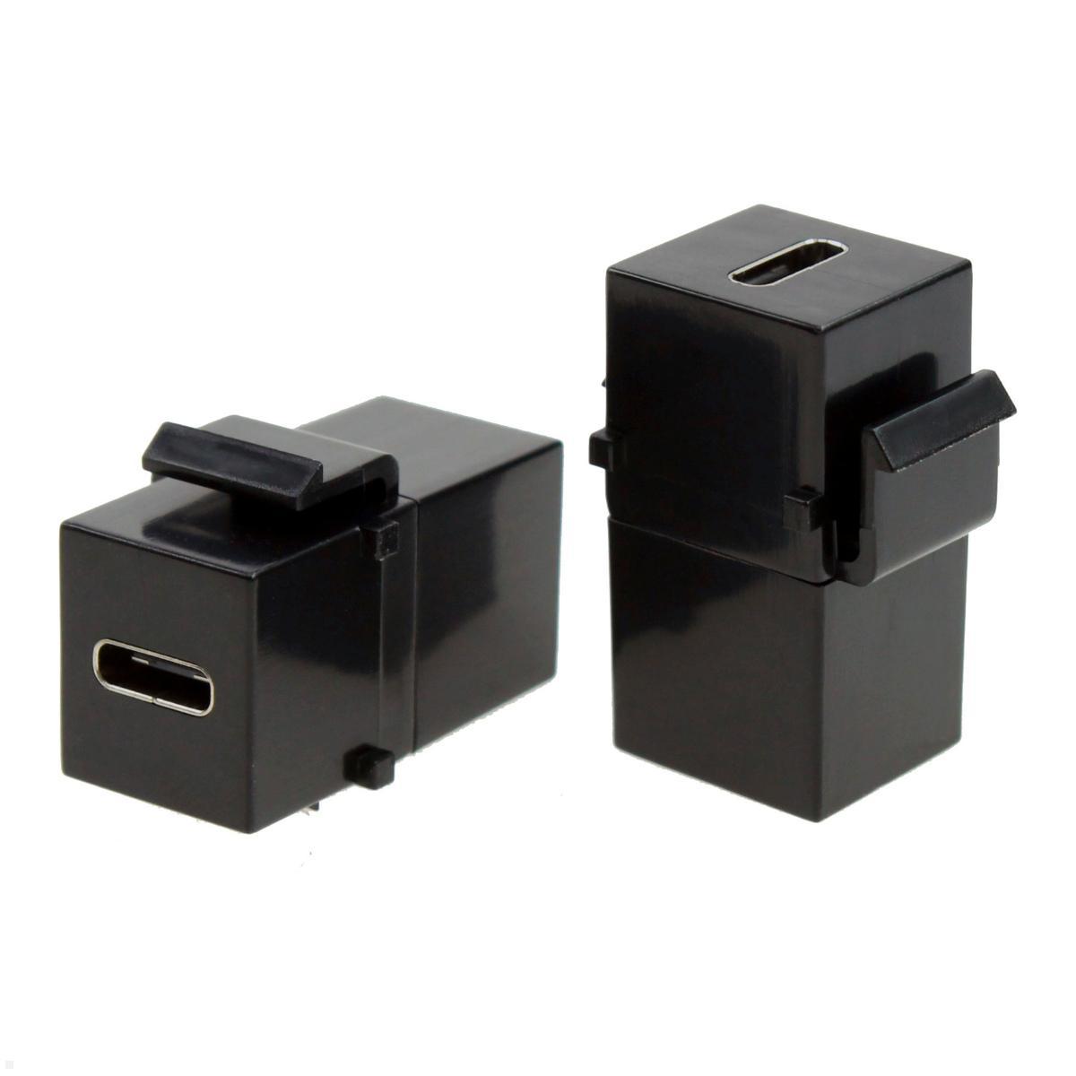 Bachmann USB-C Keystone Modul USB 3.2 mit Power Delivery 100 W, schwarz, USB Typ C Einbaubuchse Snap-In