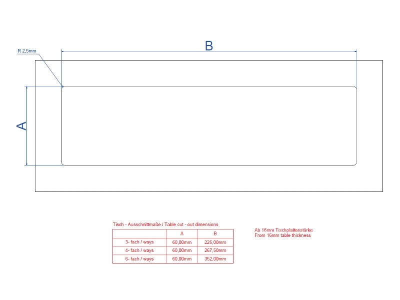 Bachmann Power Frame Cover 3-fach Tischausschnitt Bachmann Power Frame Cover 3-fach Tischausschnitt