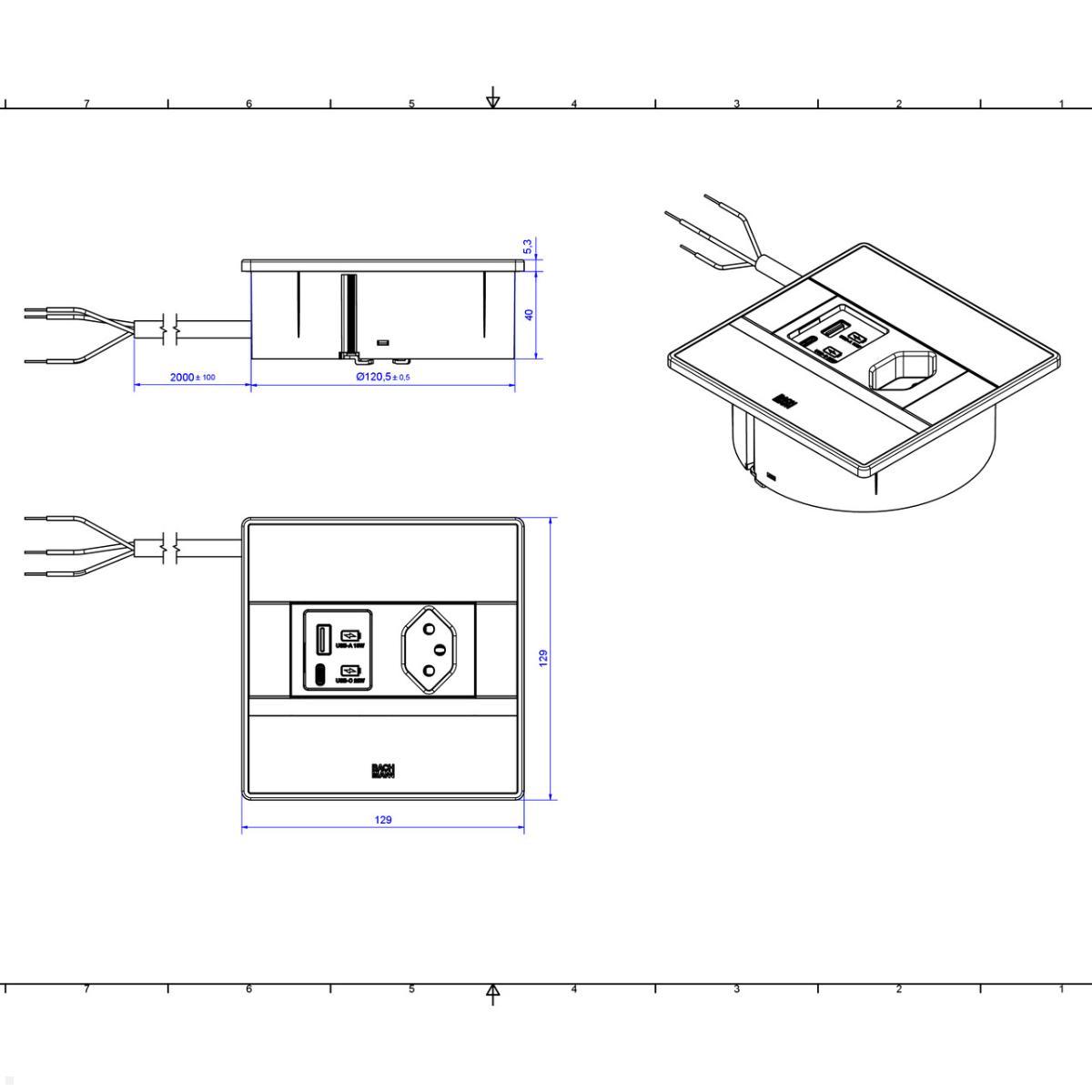 Bachmann SENSE Einbausteckdose 1x Steckdose, 1x USB-A, 1x USB-C (6)