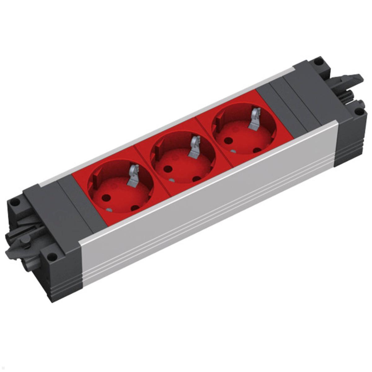 Bachmann STEP ALU 3-fach Steckdose rot GST18 (906.306) Bachmann STEP ALU 3-fach Steckdose rot GST18 (906.306)