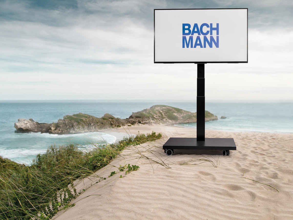 Bachmann Autarker Monitor mit Trolley Digital Signage, schwarz (701.0003) Anwendungsbeispiel