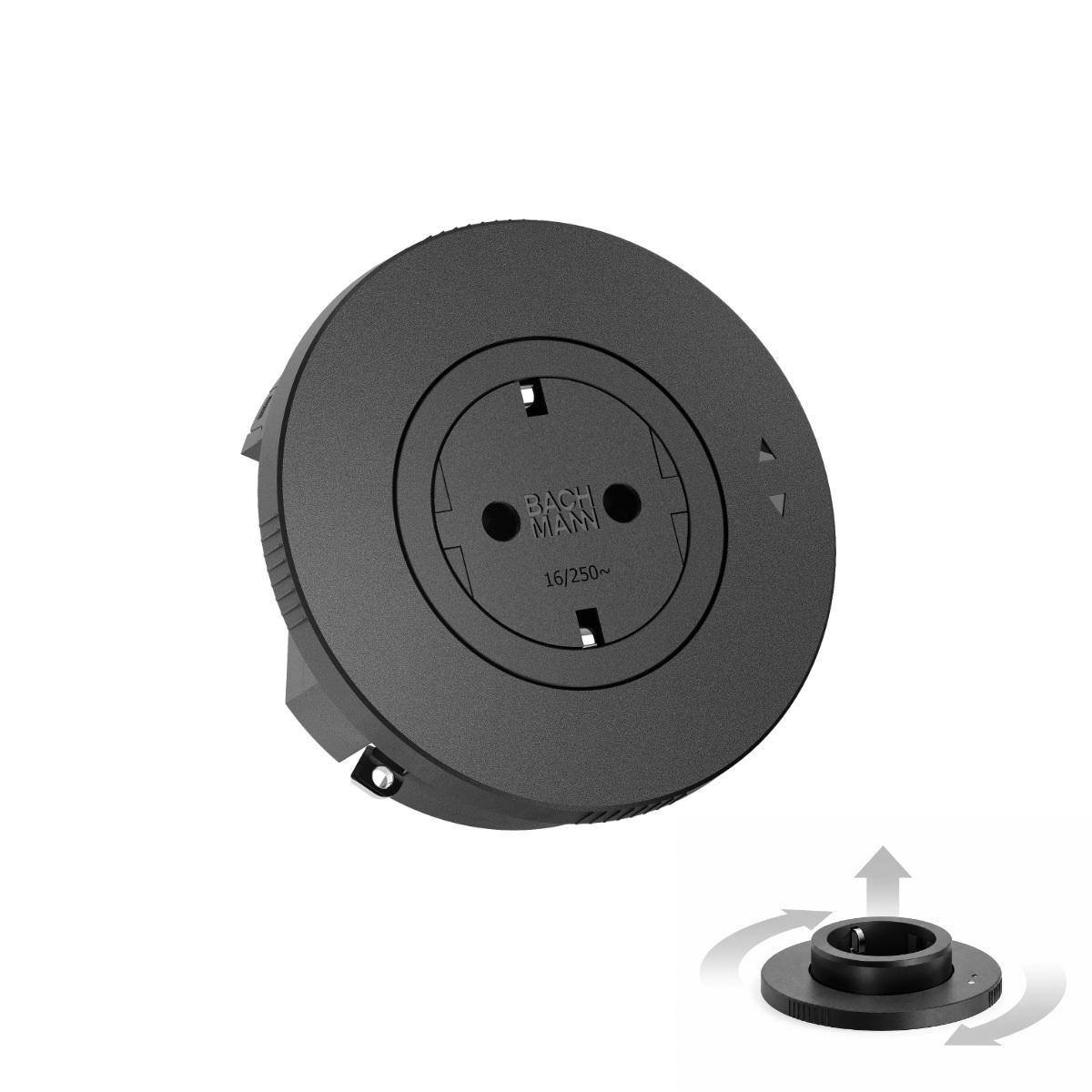 Bachmann PIX UP versenkbare Einbausteckdose, 19 mm Einbautiefe, 0,5 m, schwarz (BM0031088)