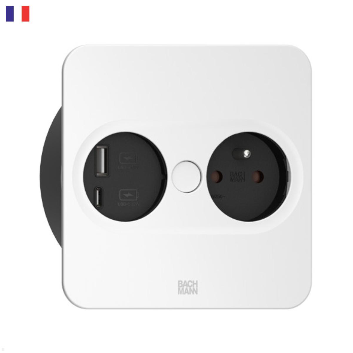 Bachmann TWIST 2 1x FR Steckdose UTE 1x USB-Charger A/C, eckig (946.207) weiß Bachmann TWIST 2 1x FR Steckdose UTE 1x USB-Charger A/C, eckig (946.207) weiß