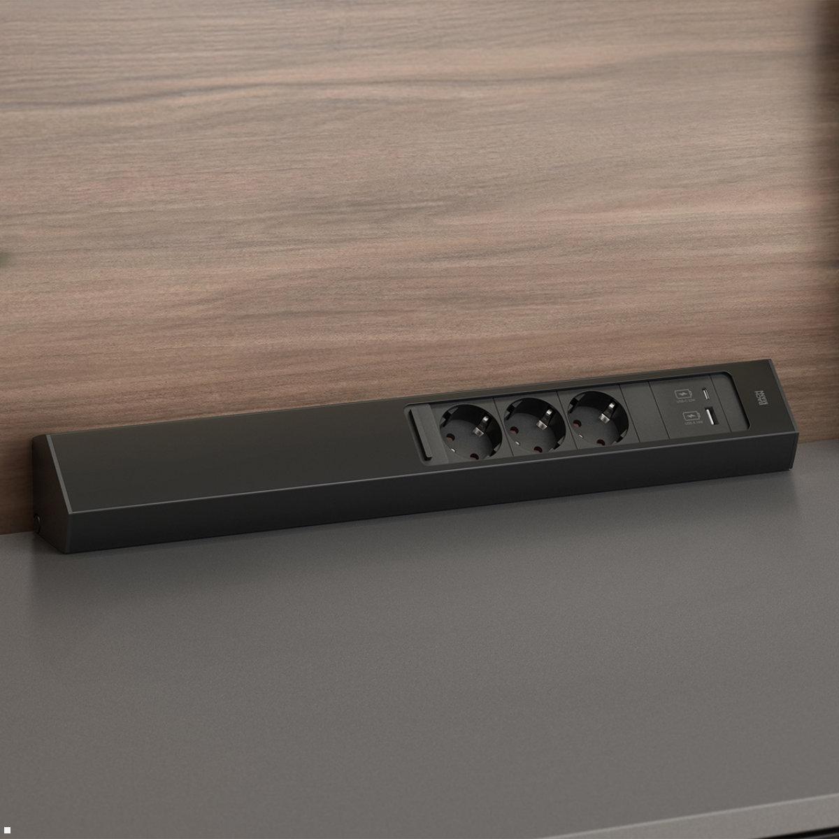 Bachmann CASIA 2 3x Steckdose 1x USB-Charger A/C (932.106) schwarz, lang, Anwendung, quer Bachmann CASIA 2 3x Steckdose 1x USB-Charger A/C (932.106) schwarz, lang, Anwendung, quer