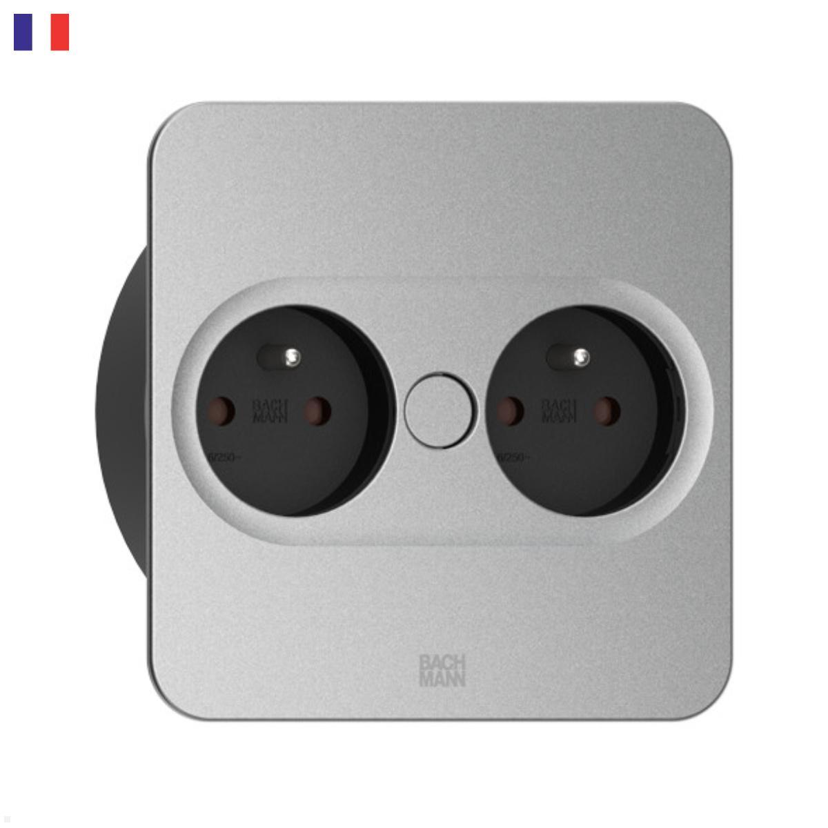 Bachmann TWIST 2 2x FR Steckdose UTE, eckig (946.011) silber Bachmann TWIST 2 2x FR Steckdose UTE, eckig (946.011) silber