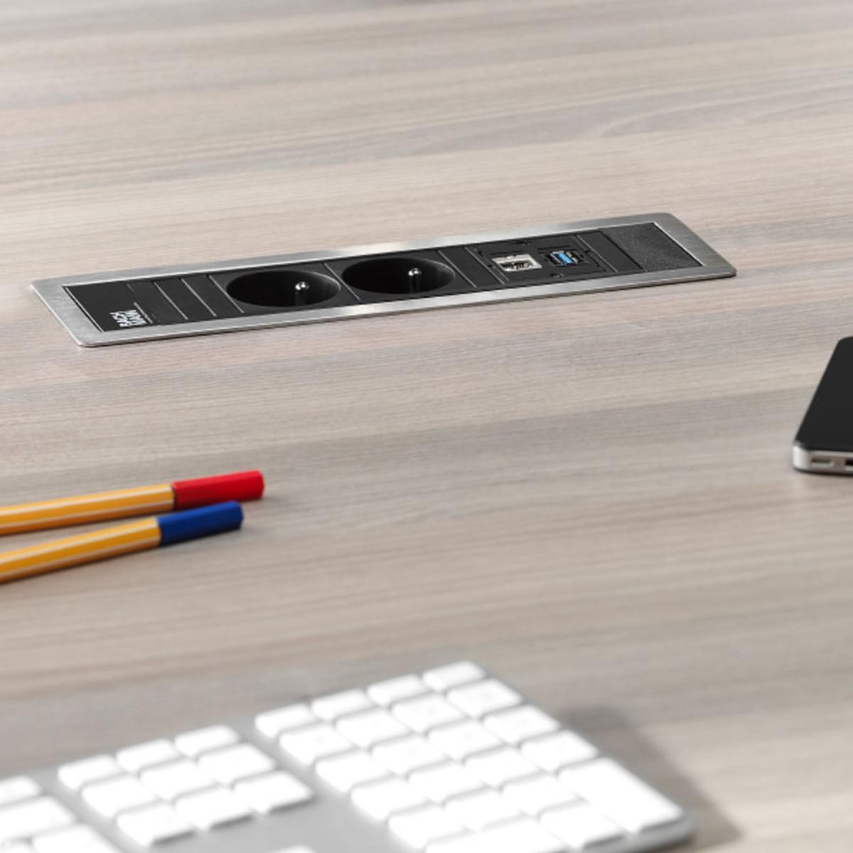 Bachmann Power Frame 4-fach 3x Steckdose 1x USB-Charger A/C, Anwendung Schreibtisch Bachmann Power Frame 4-fach 3x Steckdose 1x USB-Charger A/C, Anwendung Schreibtisch