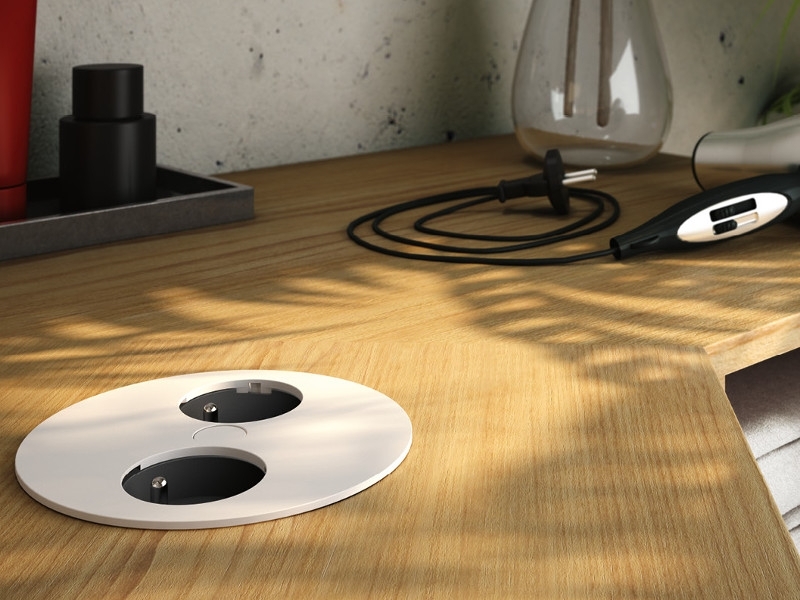 Bachmann TWIST 2x Steckdose (931.150) schwarz matt Beispiel Badezimmer Bachmann TWIST 2x Steckdose (931.150) schwarz matt Beispiel Badezimmer