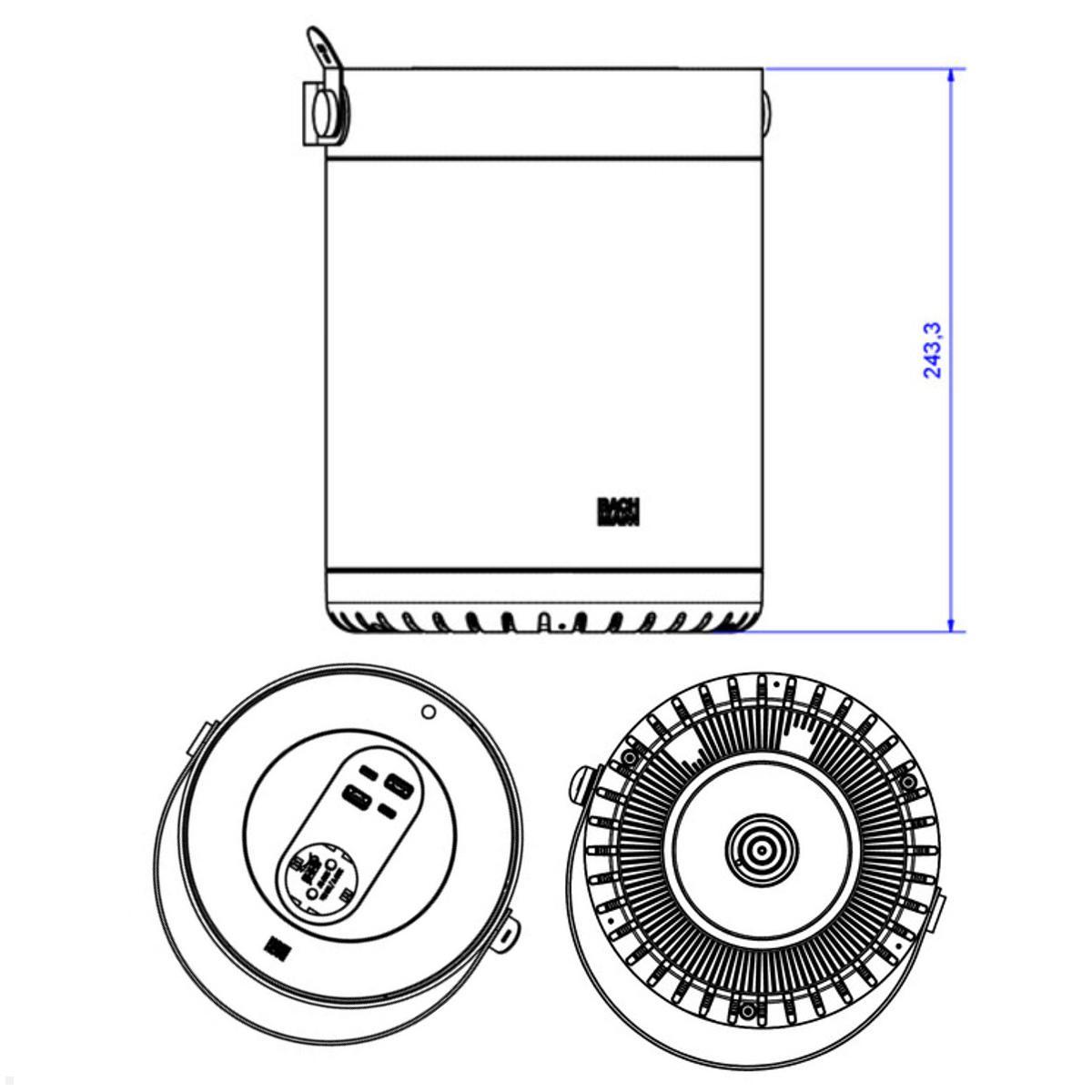 Bachmann MOV:E Power Unit 2x USB A/C Charger mit Schloss Adapter, weiß (BM0011008), Maße