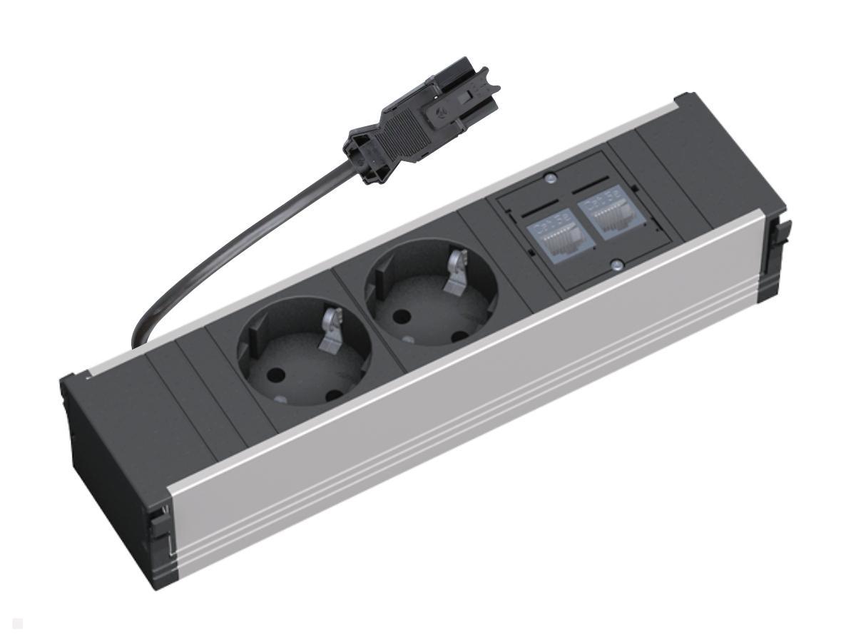 Bachmann CONI Modulträger 3fach, 2x Steckdose, 2x CAT5e (333.1008) Bachmann CONI Modulträger 3fach, 2x Steckdose, 2x CAT5e (333.1008)