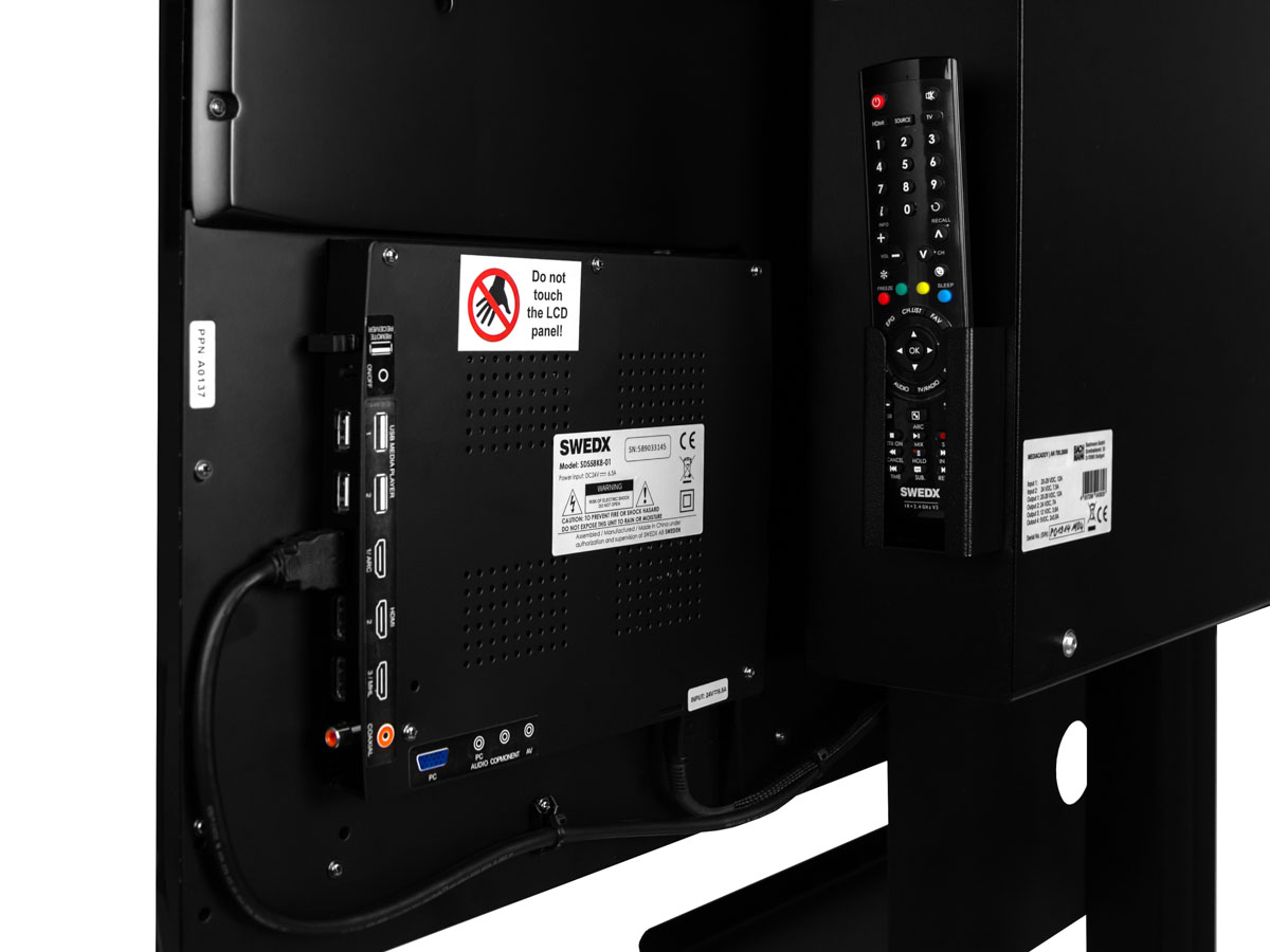 Bachmann Autarker Monitor mit Trolley Digital Signage, schwarz (701.0003) Inkl. Fernbedienung