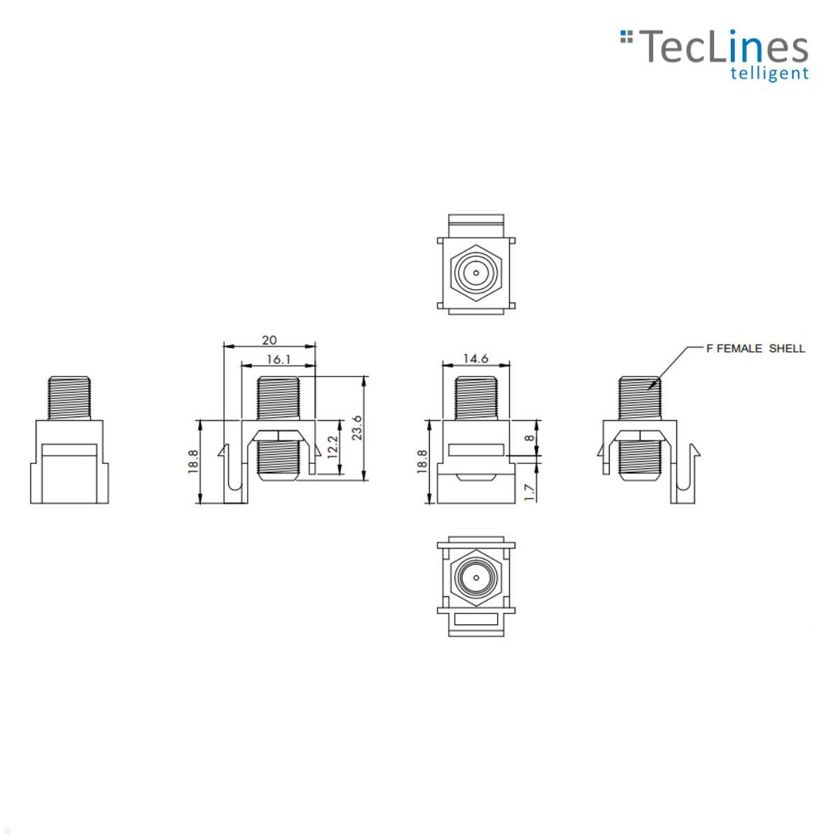 Keystone Modul SAT F Stecker TecLines TKM011W 2x Buchse Keystone Modul SAT F Stecker TecLines TKM011W 2x Buchse