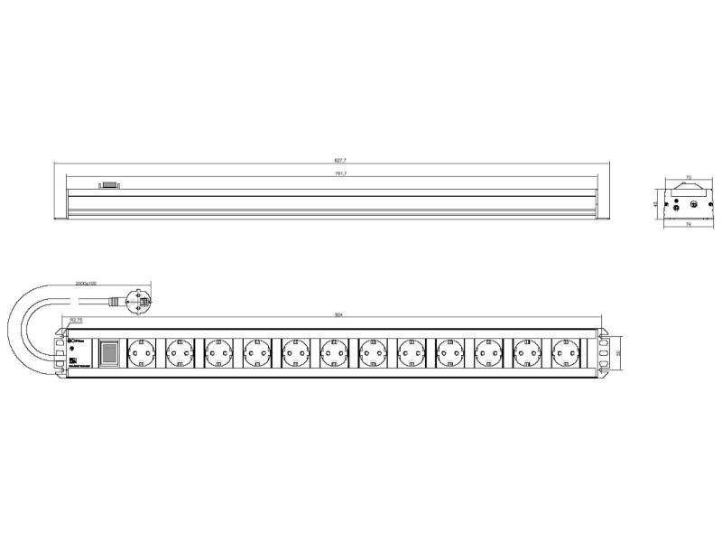 Bachmann Handwerkerleiste 12x Steckdose, 1 Schalter (300.005) Zeichnung Bachmann Handwerkerleiste 12x Steckdose, 1 Schalter (300.005) Zeichnung