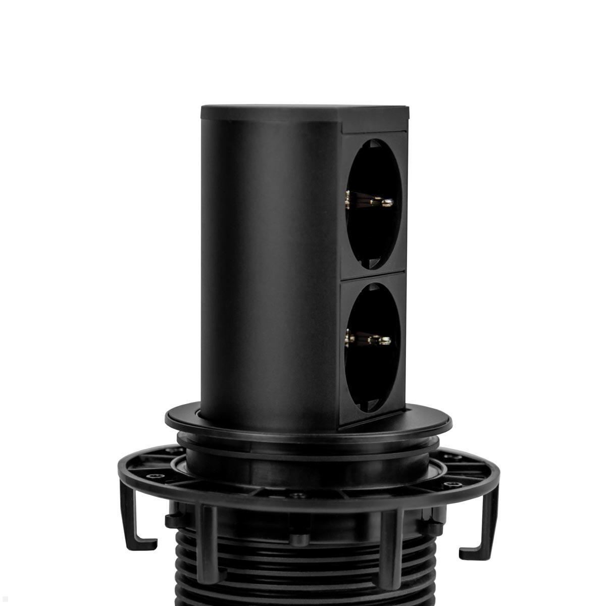 Bachmann ELEVATOR versenkbare zweifach Steckdose, schwarz (928.0024), ausgefahren Bachmann ELEVATOR versenkbare zweifach Steckdose, schwarz (928.0024), ausgefahren
