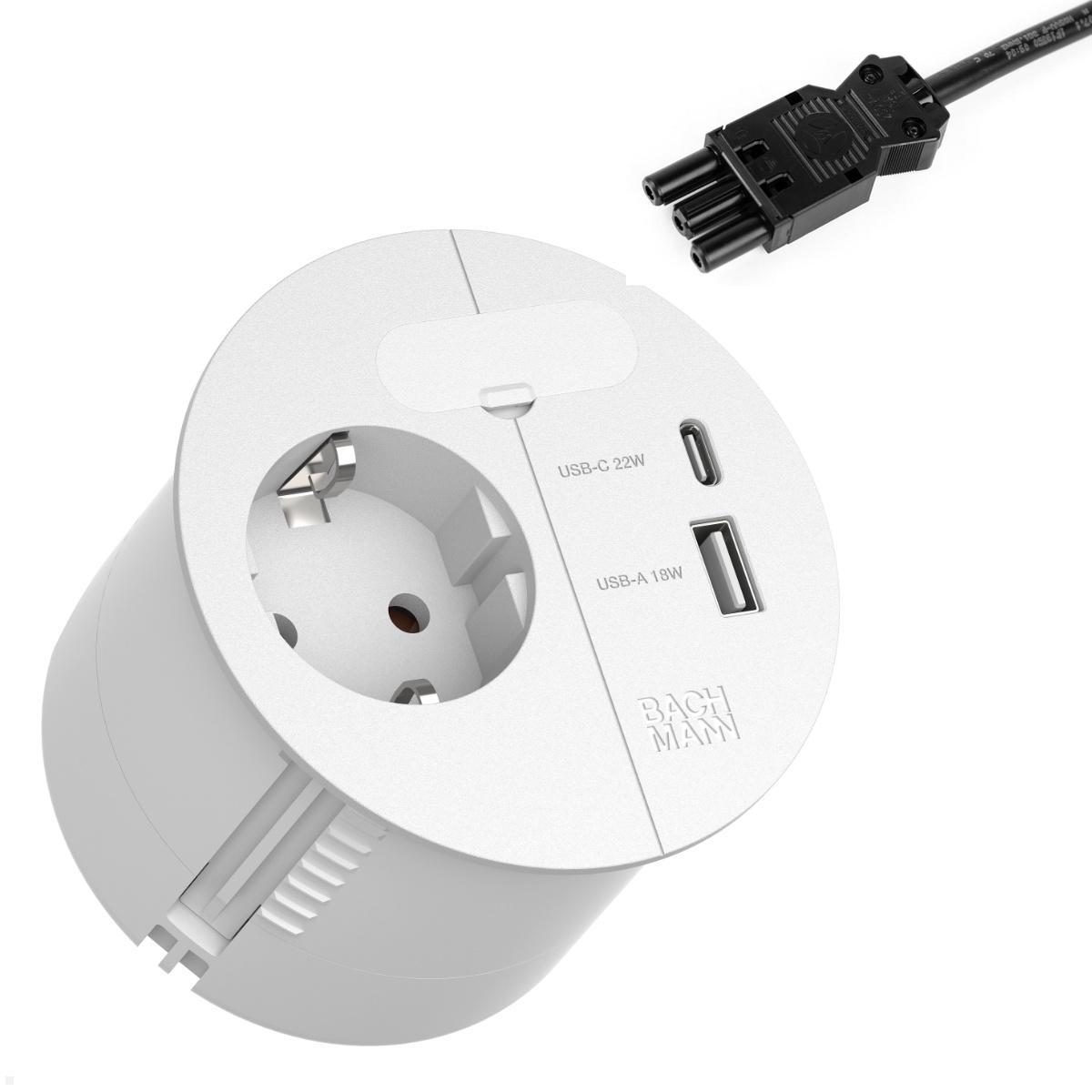 Bachmann LOOP IN CHARGE Steckdose USB A/C Montagestecker, weiß (938.303)