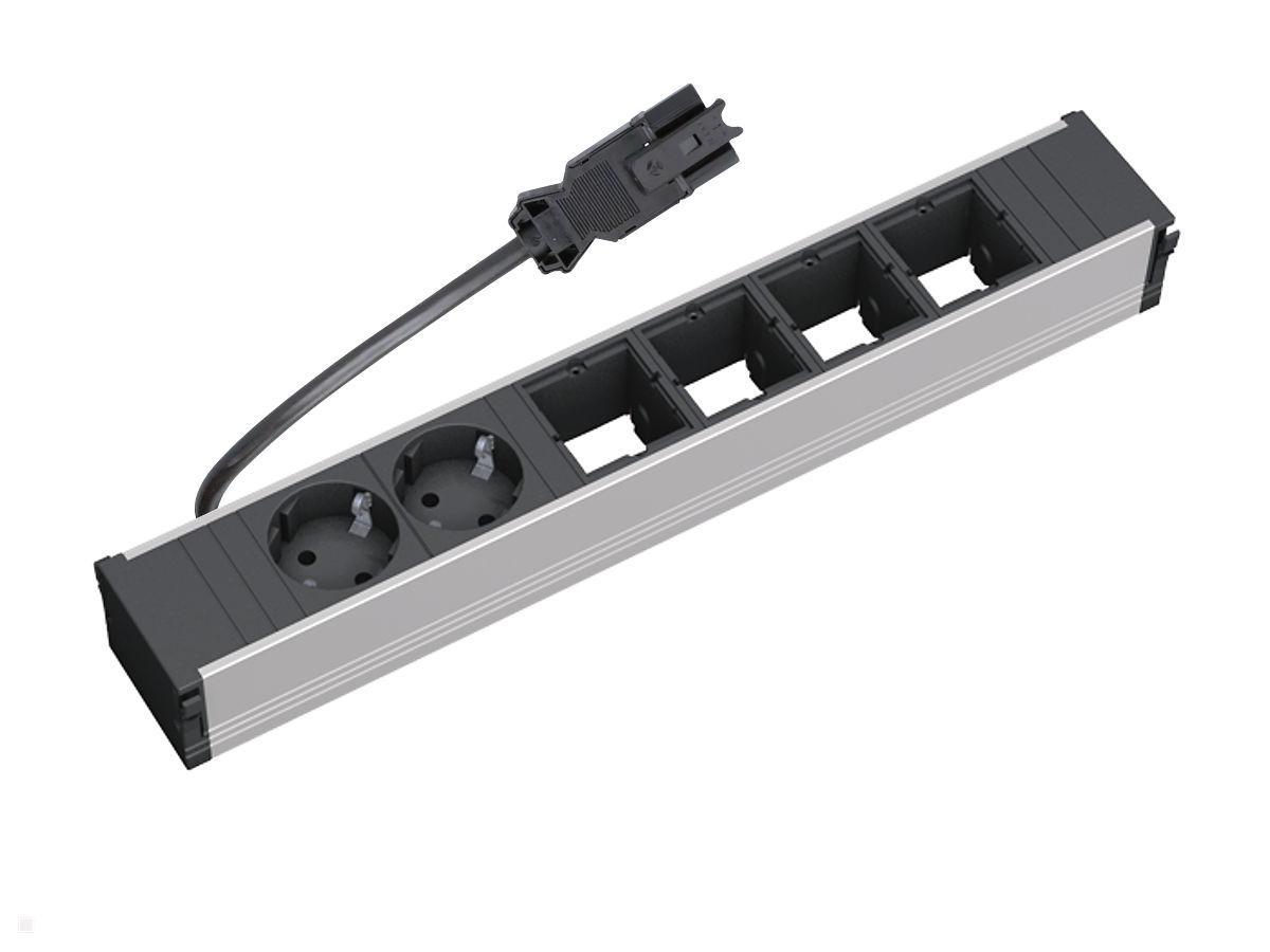 Bachmann CONI Modulträger 6-fach, 2x Steckdose, 4x CM (912.005) Bachmann CONI Modulträger 6-fach, 2x Steckdose, 4x CM (912.005)