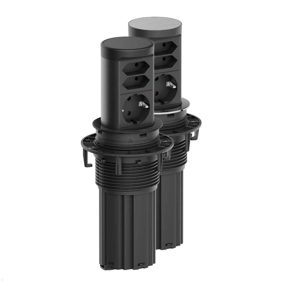 Bachmann ELEVATOR 2 versenkbare Einbausteckdose 3-fach 1x CEE7/3 2x Euro