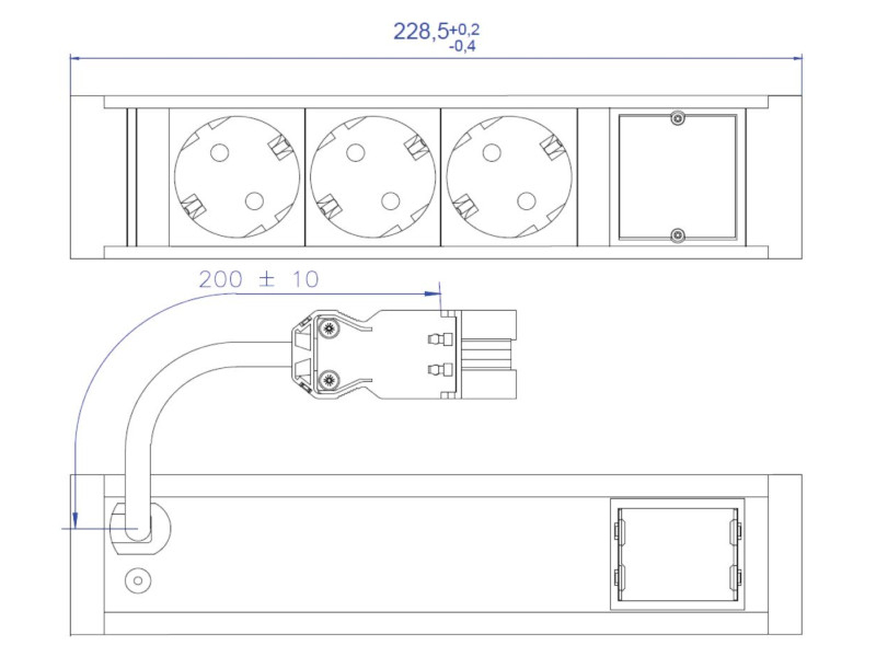 Bachmann VENID 3x Steckdose 1x Custom Modul (936.009) technische Zeichnung Bachmann VENID 3x Steckdose 1x Custom Modul (936.009) technische Zeichnung