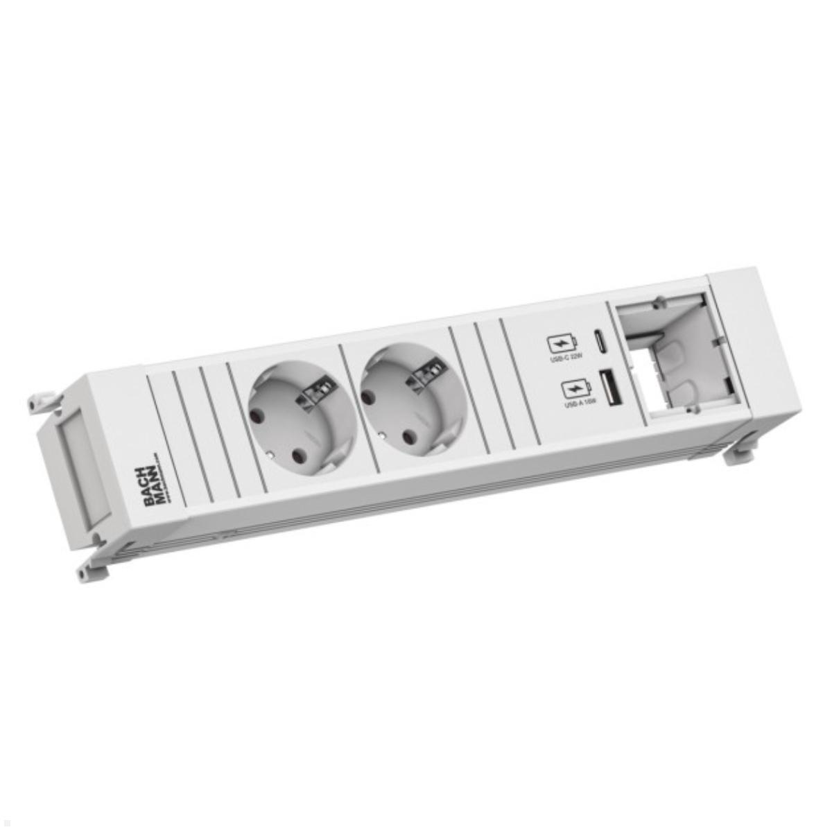 Bachmann Power Frame 4-fach 2x Steckdose 1x USB A/C 1x CM, weiß (916.702) Bachmann Power Frame 4-fach 2x Steckdose 1x USB A/C 1x CM, weiß (916.702)