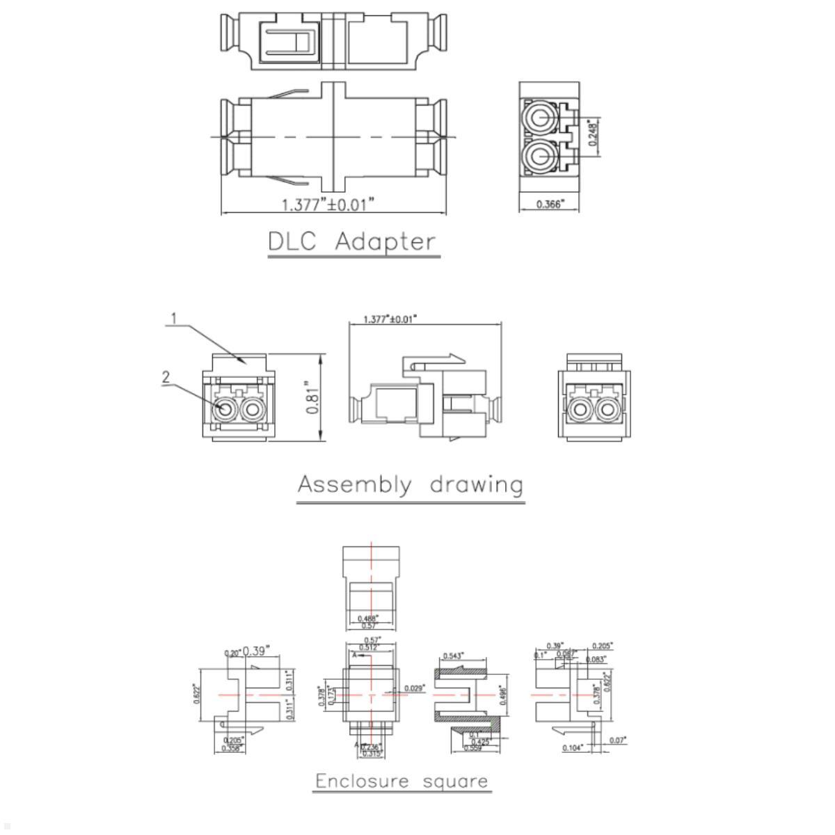 Bachmann Keystone Modul LWL-LC Duplex Kupplung (918.071), Skizze Bachmann Keystone Modul LWL-LC Duplex Kupplung (918.071), Skizze
