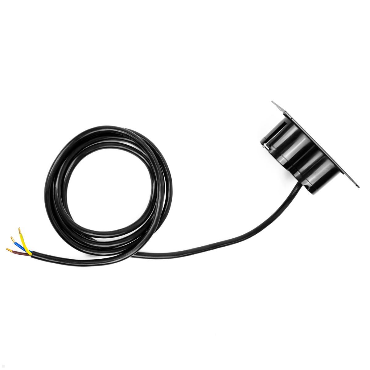 Bachmann DUE 2-fach Steckdose mit Zuleitung, Deckel schwarz (929.000DB), 2m Kabel Bachmann DUE 2-fach Steckdose mit Zuleitung, Deckel schwarz (929.000DB), 2m Kabel