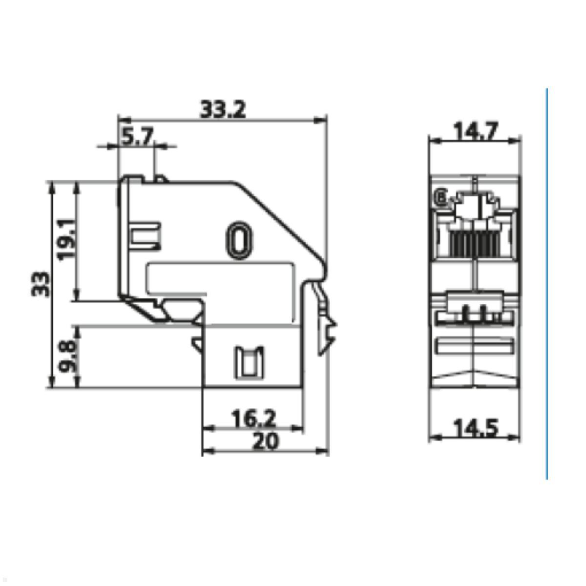 Bachmann Keystone Modul Cat6 Modul RJ45 Kupplung (918.032), Skizze Bachmann Keystone Modul Cat6 Modul RJ45 Kupplung (918.032), Skizze