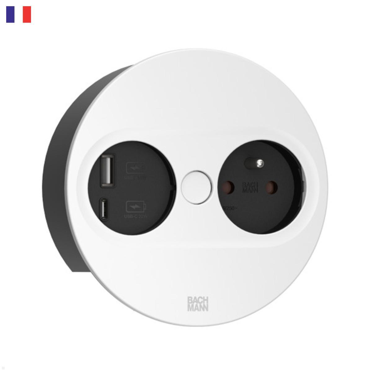 Bachmann TWIST 2 1x FR Steckdose UTE 1x USB-Charger A/C, rund (946.206) weiß Bachmann TWIST 2 1x FR Steckdose UTE 1x USB-Charger A/C, rund (946.206) weiß