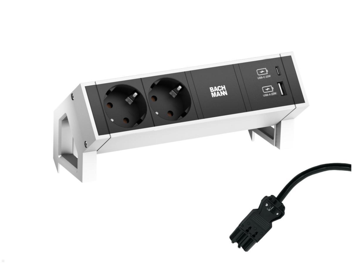 Bachmann DESK 2, 2x Steckdose, 1 USB-C / 1 USB-A Charger (902.932), weiß Zuleitung Bachmann DESK 2, 2x Steckdose, 1 USB-C / 1 USB-A Charger (902.932), weiß Zuleitung