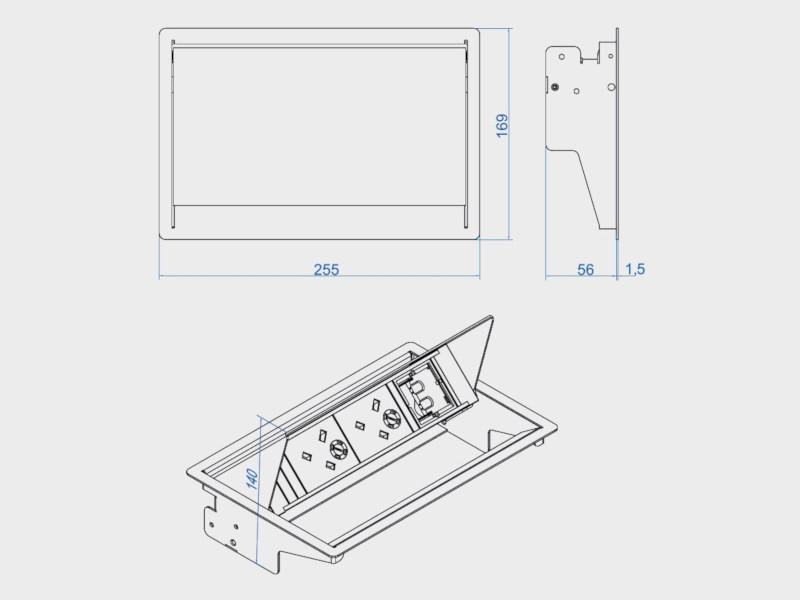 Bachmann CONEO Set Einbau Steckdose 4-fach 2x Steckdose, 2x Custom Modul (900.402) Zeichnung Bachmann CONEO Set Einbau Steckdose 4-fach 2x Steckdose, 2x Custom Modul (900.402) Zeichnung