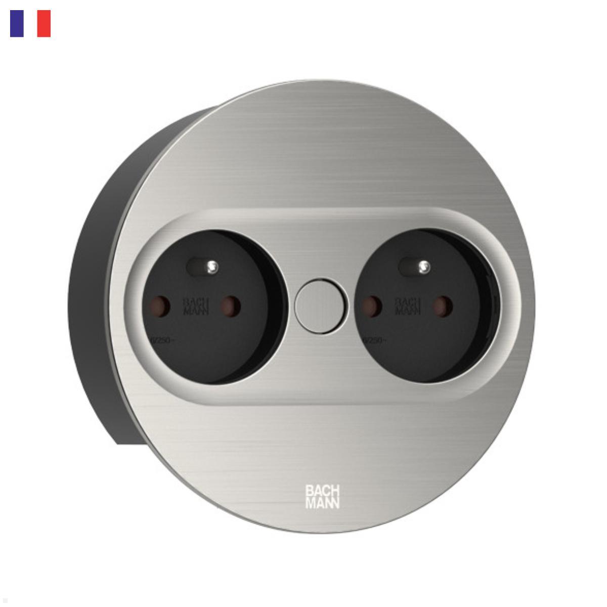 Bachmann TWIST 2 2x FR Steckdose UTE, rund (946.002) Edelstahl-Optik Bachmann TWIST 2 2x FR Steckdose UTE, rund (946.002) Edelstahl-Optik