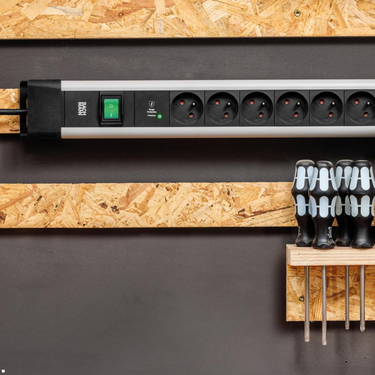 Bachmann CONNECTUS 6x UTE Steckdose, 1x USB A/C, 1x Schalter, grau (BM005939), Wandmontage