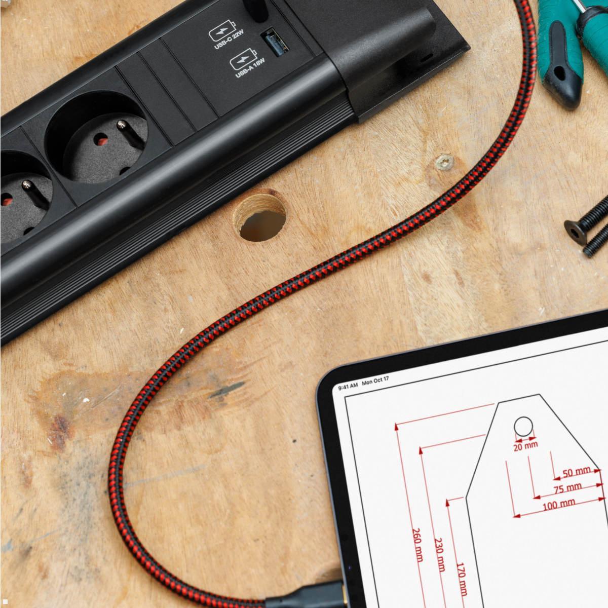 Bachmann CONNECTUS 6x UTE Steckdose, 1x USB A/C, 1x Schalter, schwarz (BM005941) Anwendungsbeispiel